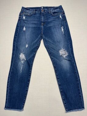 7 For All Mankind The High Waist Ankle Skinny Women's Distressed Jeans
